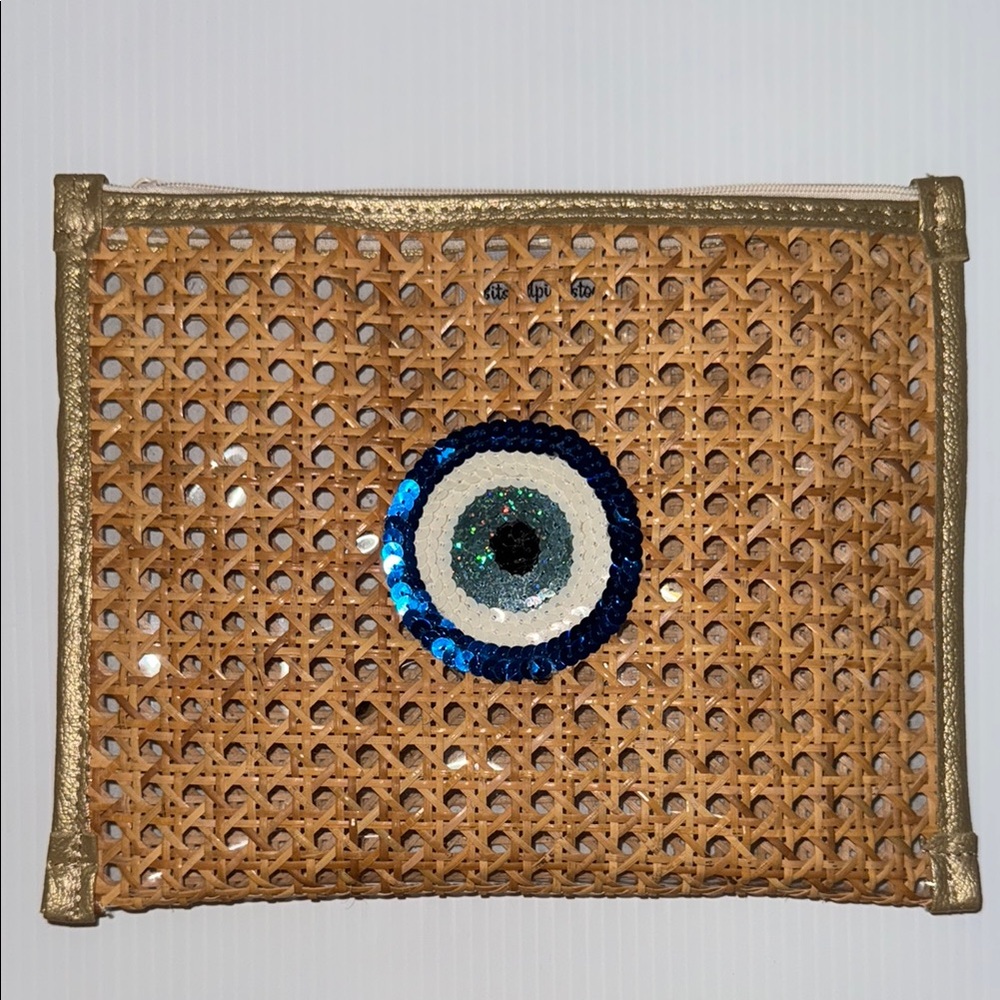 Woven Clutch with Evil Eye Design